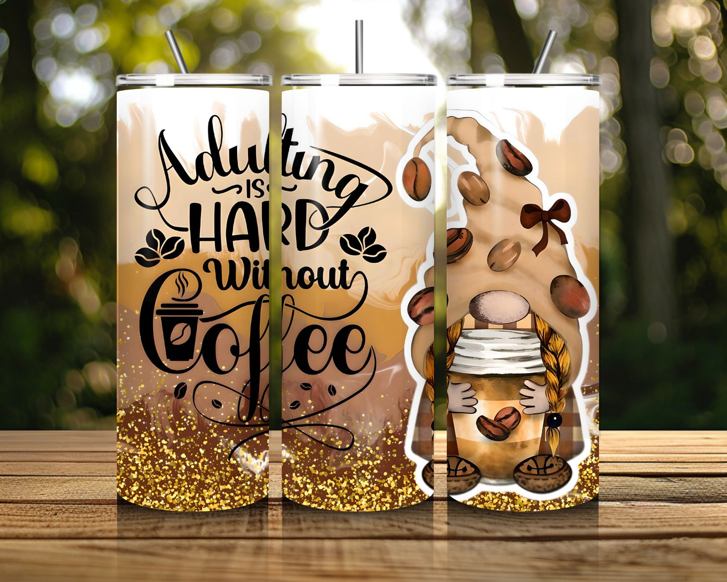 20 oz Skinny Coffee Travel Tumbler with Lid and Straw - Sip and Swag #029