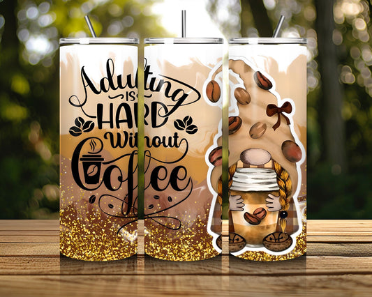 20 oz Skinny Coffee Travel Tumbler with Lid and Straw - Sip and Swag #029