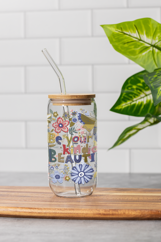 16 oz Clear or Frosted Can-Shaped Glass Cup #0030