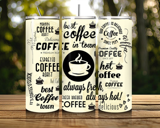 20 oz Skinny Coffee Travel Tumbler with Lid and Straw - Sip and Swag #031