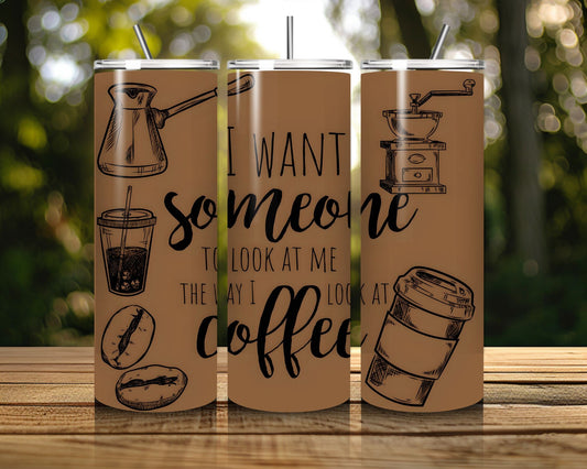 20 oz Skinny Coffee Travel Tumbler with Lid and Straw - Sip and Swag #032