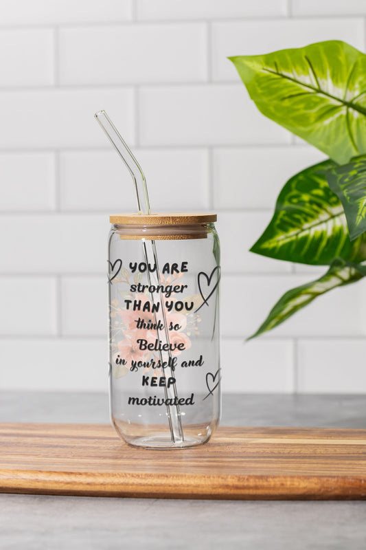 16 oz Clear or Frosted Can-Shaped Glass Cup #0033