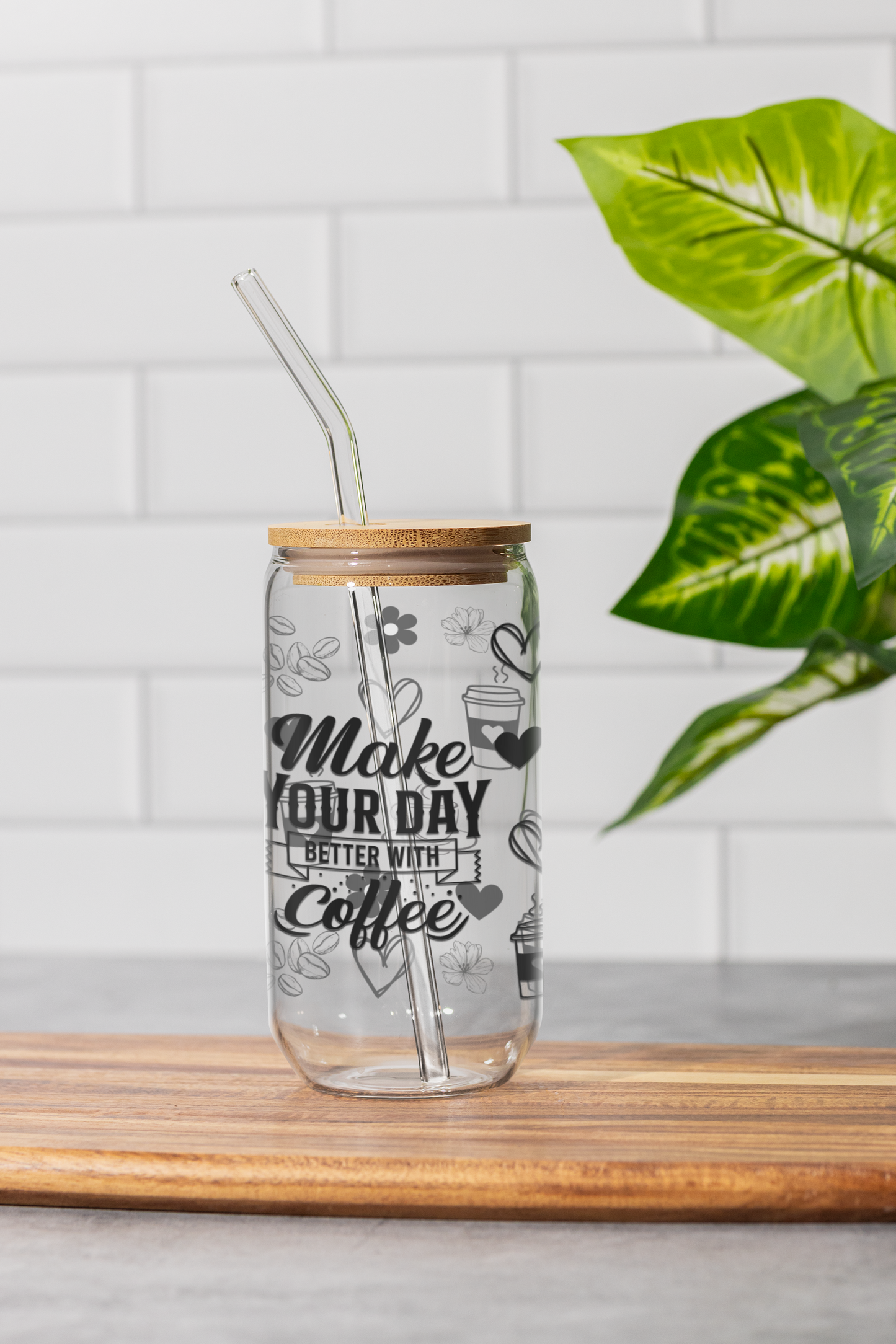 16 oz Clear or Frosted Can-Shaped Glass Cup #0034