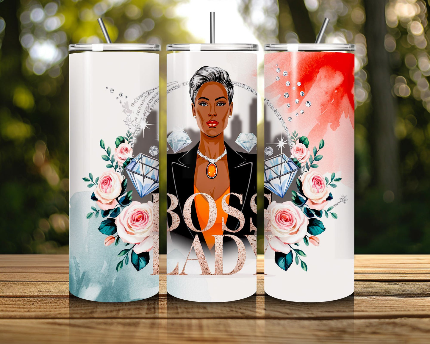 20 oz Skinny Coffee Travel Tumbler with Lid and Straw - Sassy Lady Boss #018