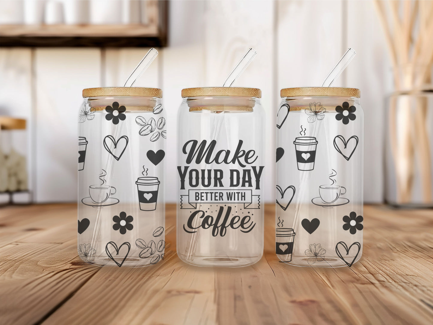 16 oz Clear or Frosted Can-Shaped Glass Cup #0034