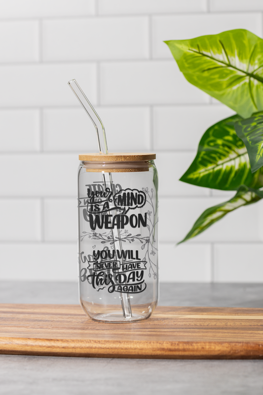 16 oz Clear or Frosted Can-Shaped Glass Cup #0035