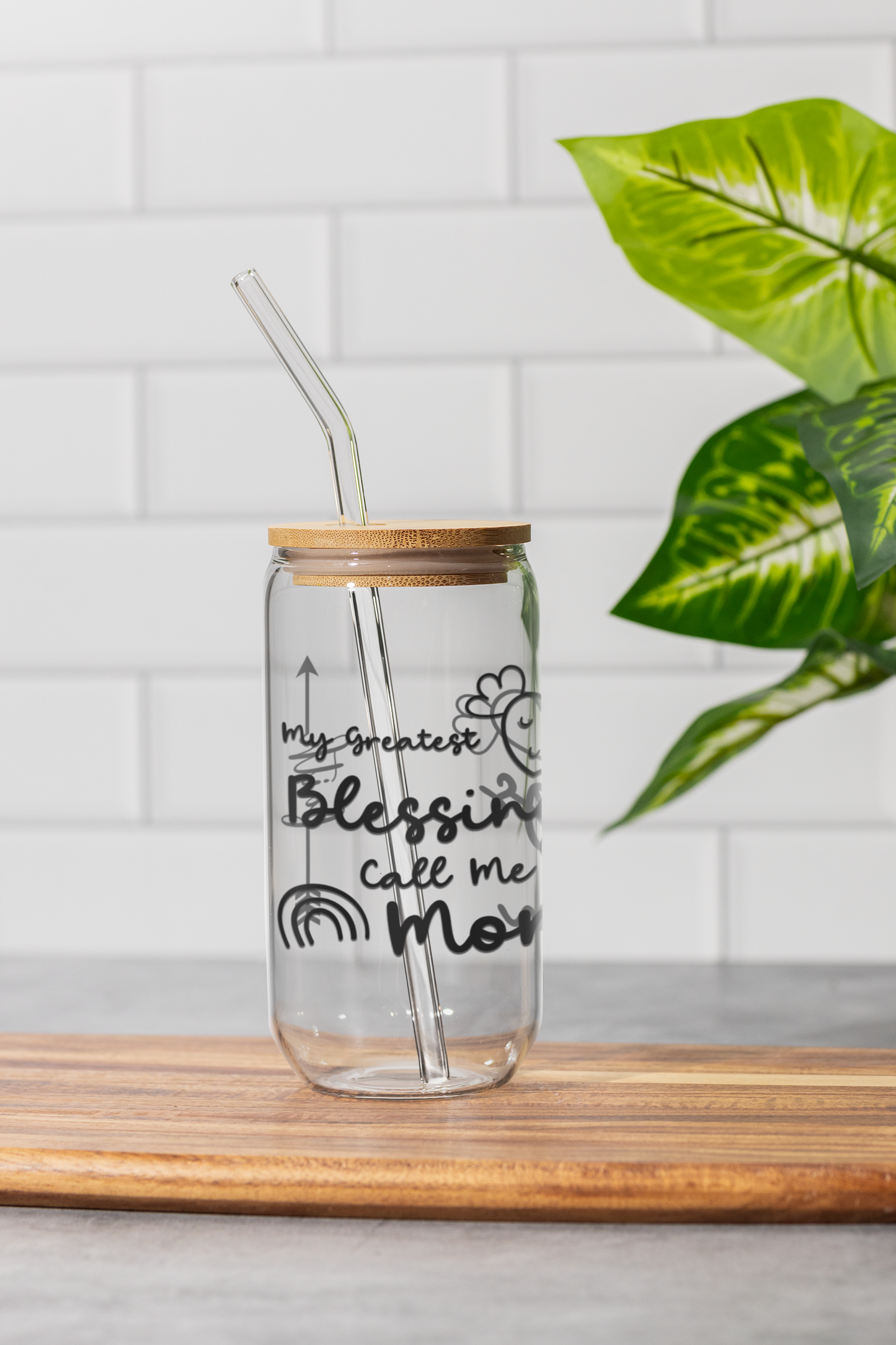 16 oz Clear or Frosted Can-Shaped Glass Cup #0037