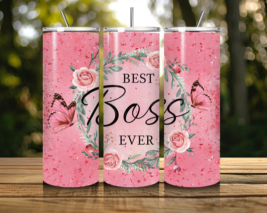 20 oz Skinny Coffee Travel Tumbler with Lid and Straw - Sassy Lady Boss #030