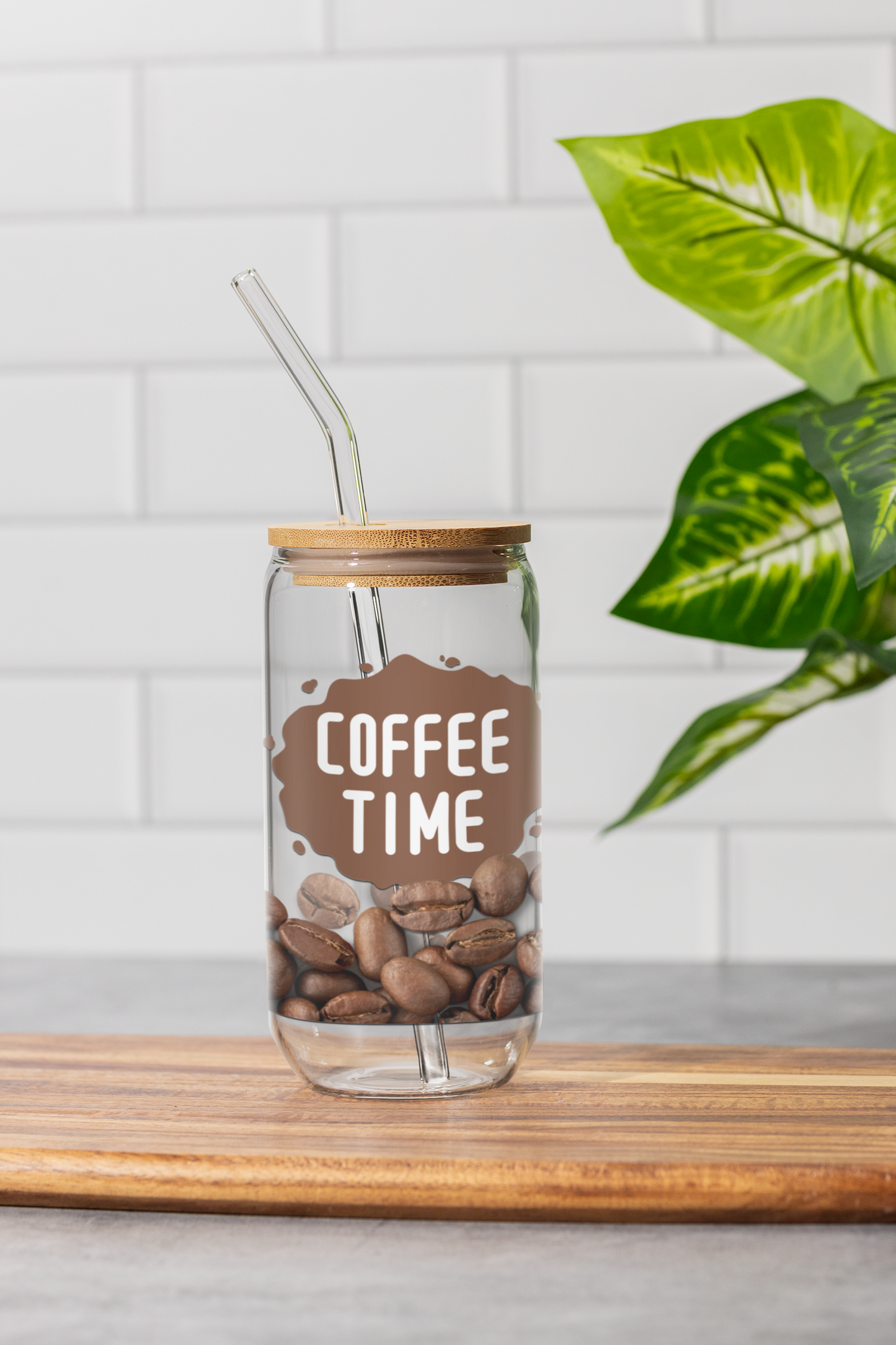 16 oz Clear or Frosted Can-Shaped Glass Cup #0039