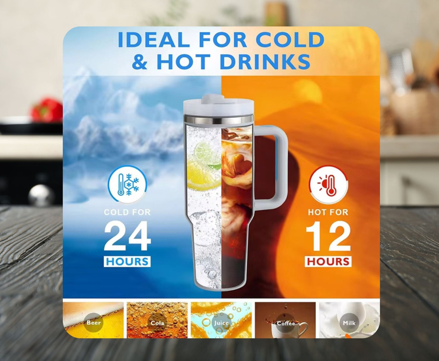 HYDROX - 1200ml Gym Water Bottle / Tumbler with Straw and Handle (Black)