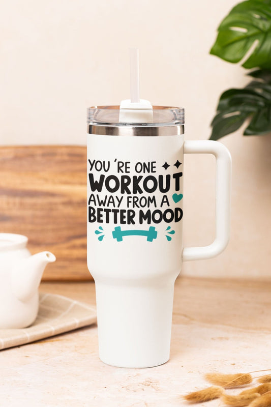 40 oz Gym Water Bottle / Tumbler with Straw and Handle - Better Mood