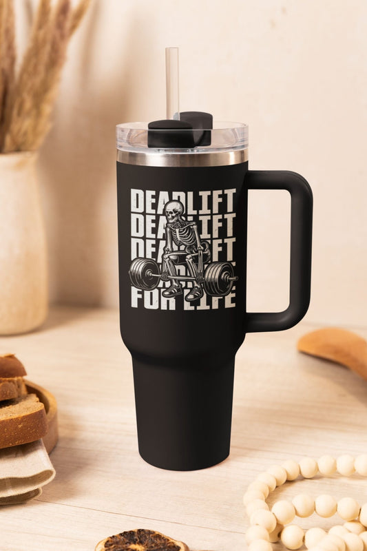 40 oz Gym Water Bottle / Tumbler with Straw and Handle - Deadlift