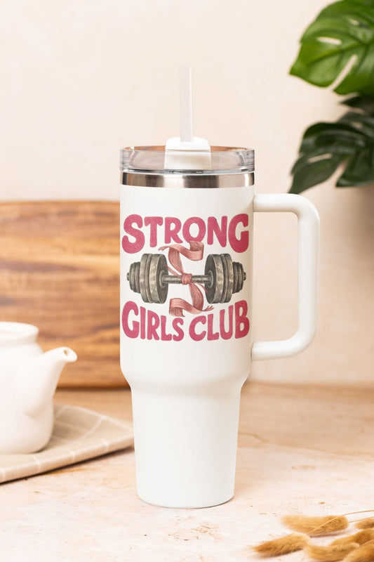 40 oz Gym Water Bottle / Tumbler with Straw and Handle - Strong Girls Club