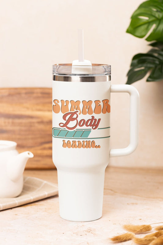 40 oz Gym Water Bottle / Tumbler with Straw and Handle - Summer Body Loading