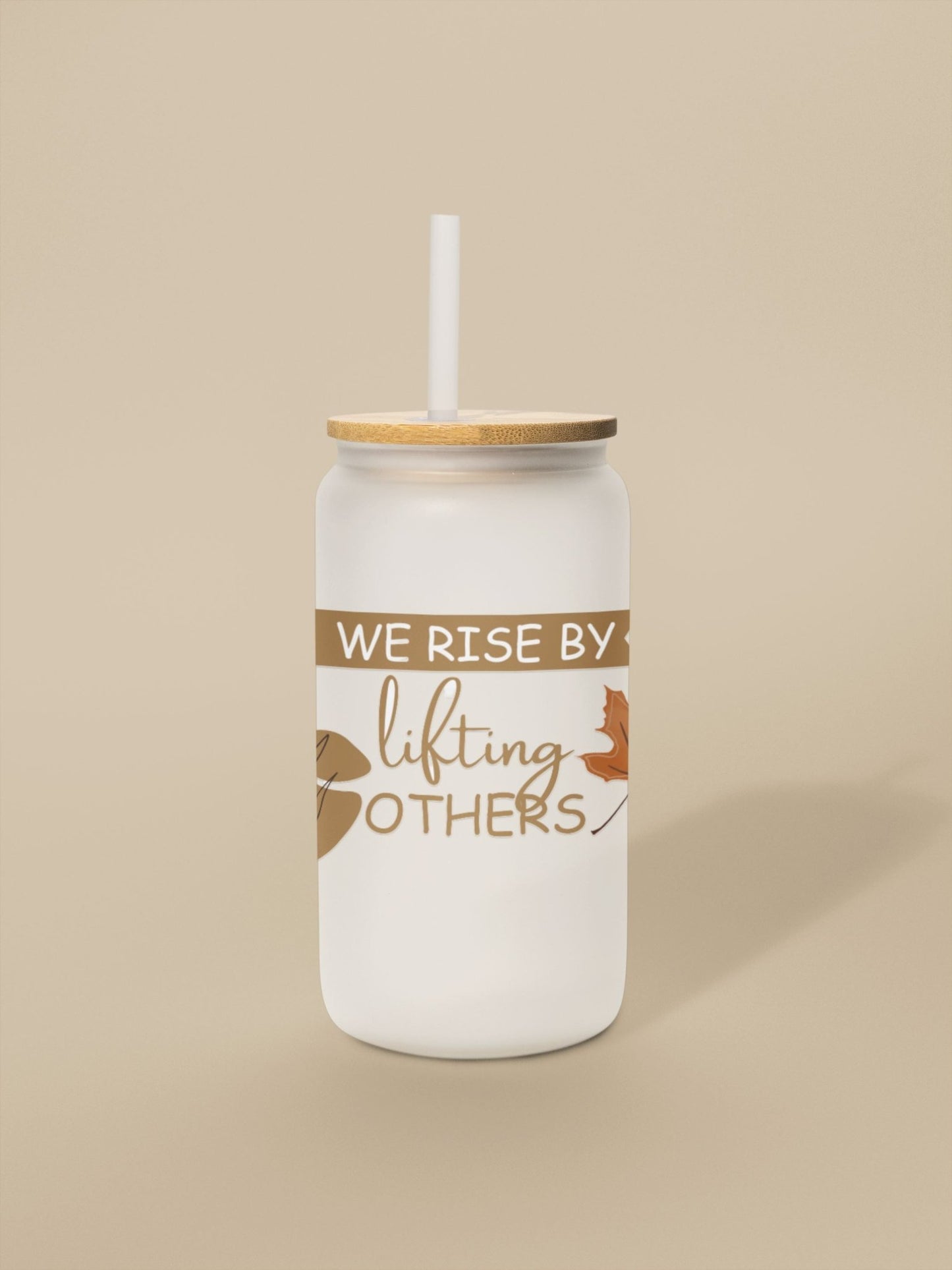 480ml Clear or Frosted Beer Can-Shaped Glass - We Rise by Lifting Others