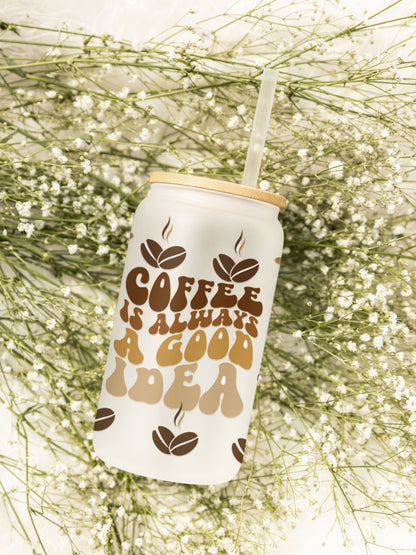 480ml Clear or Frosted Beer Can-Shaped Glass - Coffee