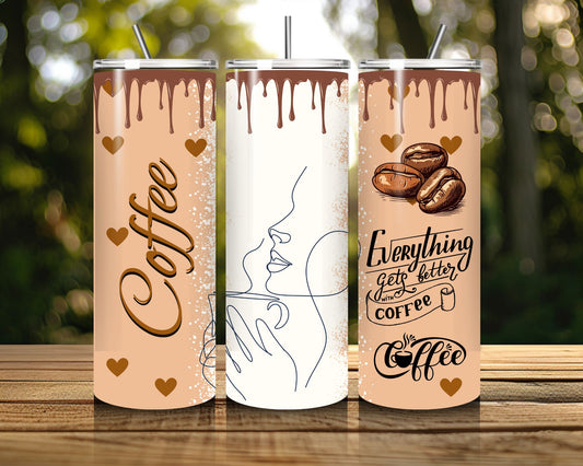 20 oz Skinny Coffee Travel Tumbler with Lid and Straw - Sip and Swag #052