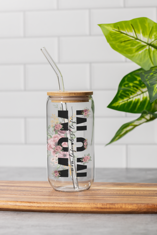 16 oz Clear or Frosted Can-Shaped Glass Cup #0054