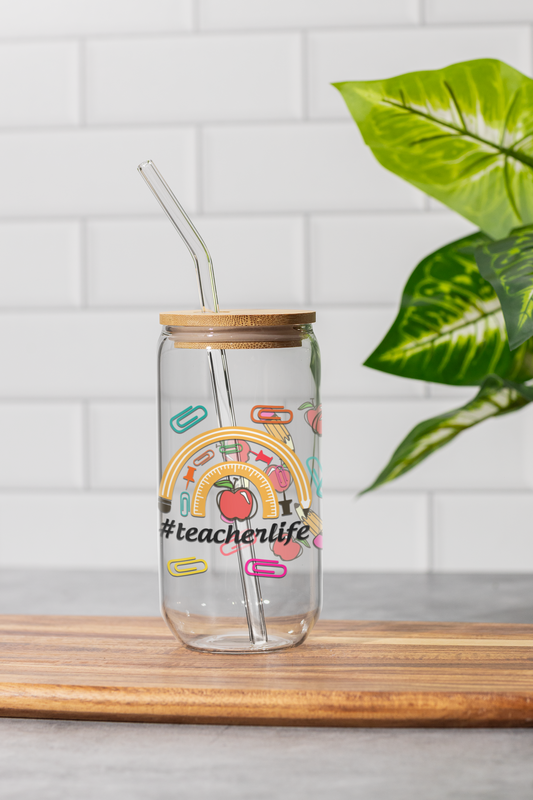 16 oz Clear or Frosted Can-Shaped Glass Cup #0059