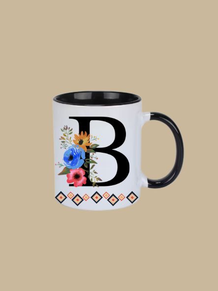 11oz Ceramic Mug with Letter "B" Initial