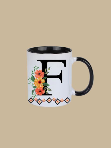 11oz Ceramic Mug with Letter "F" Initial