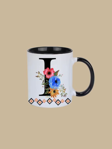 11oz Ceramic Mug with Letter "I" Initial