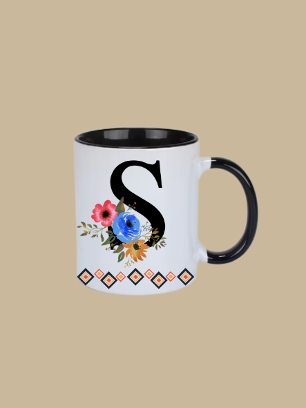 11oz Ceramic Mug with Letter "S" Initial