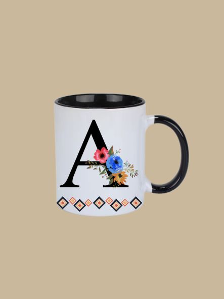 11oz Ceramic Mug with Letter "A" Initial