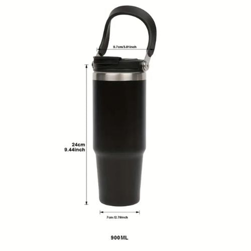 ALPHA - 900ml Travel Water Bottle / Tumbler with Flip Handle (Gray)