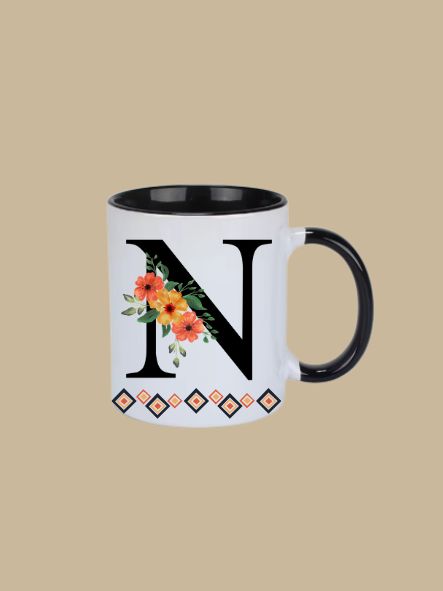 11oz Ceramic Mug with Letter "N" Initial