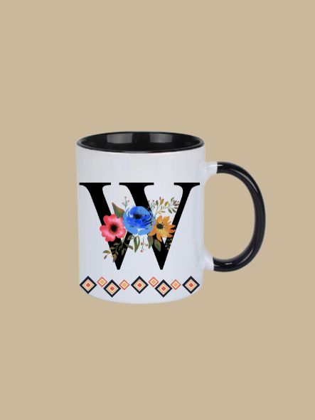 11oz Ceramic Mug with Letter "W" Initial