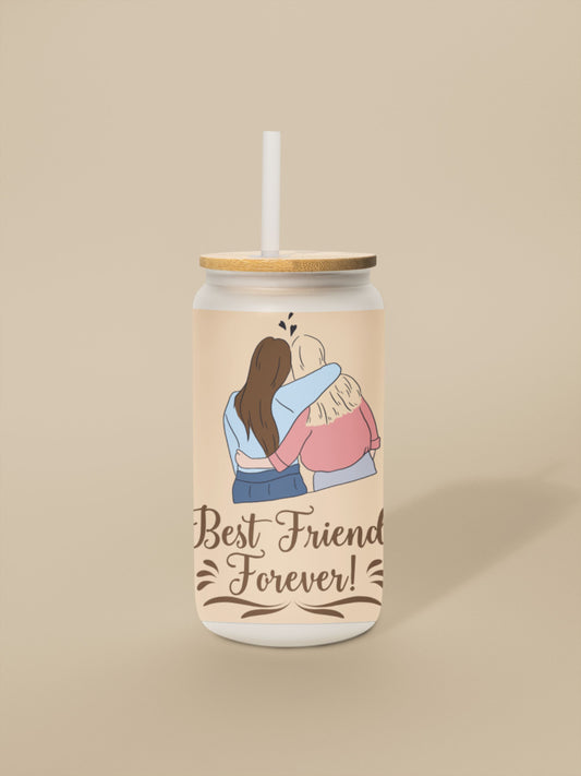 480ml Clear or Frosted Beer Can-Shaped Glass - Best Friend Forever