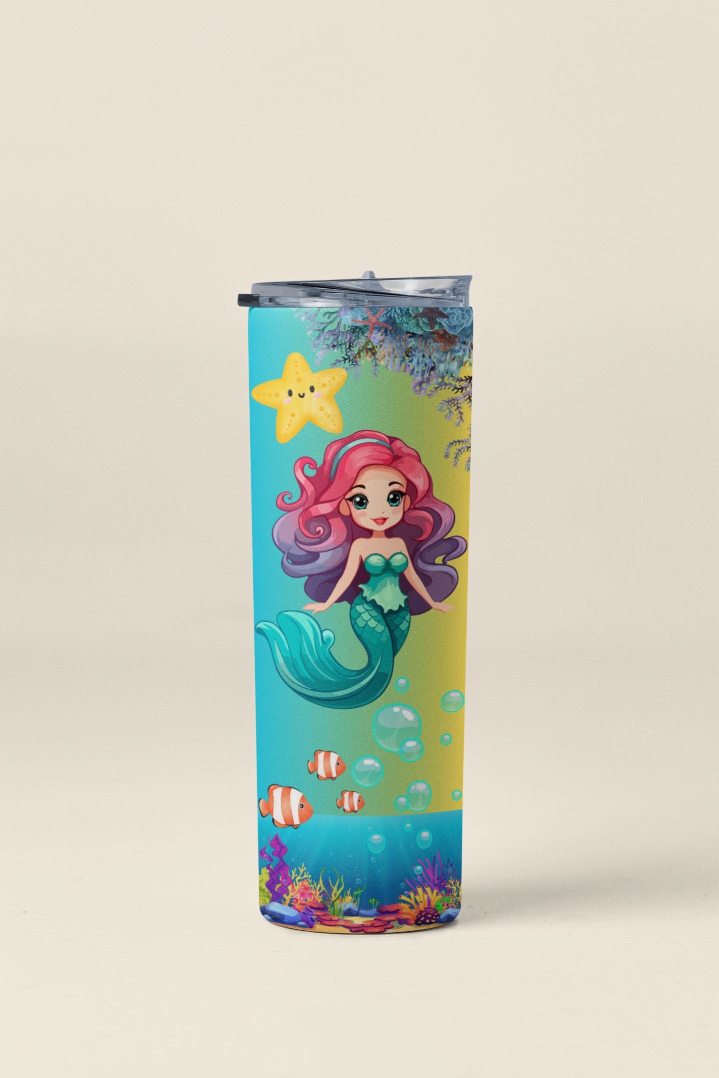 20oz Skinny Tumbler with Reusable Straw - Mermaid