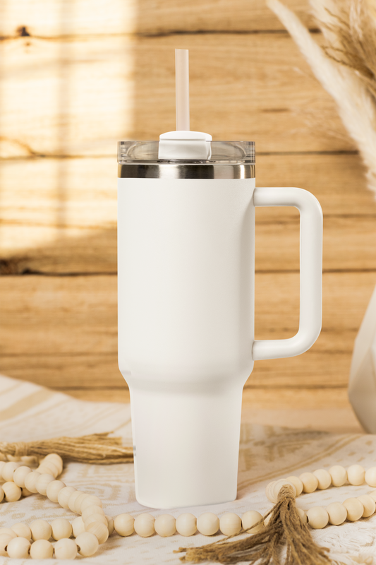 HYDROX - 1200ml oz Gym Water Bottle / Tumbler with Straw and Handle (White)