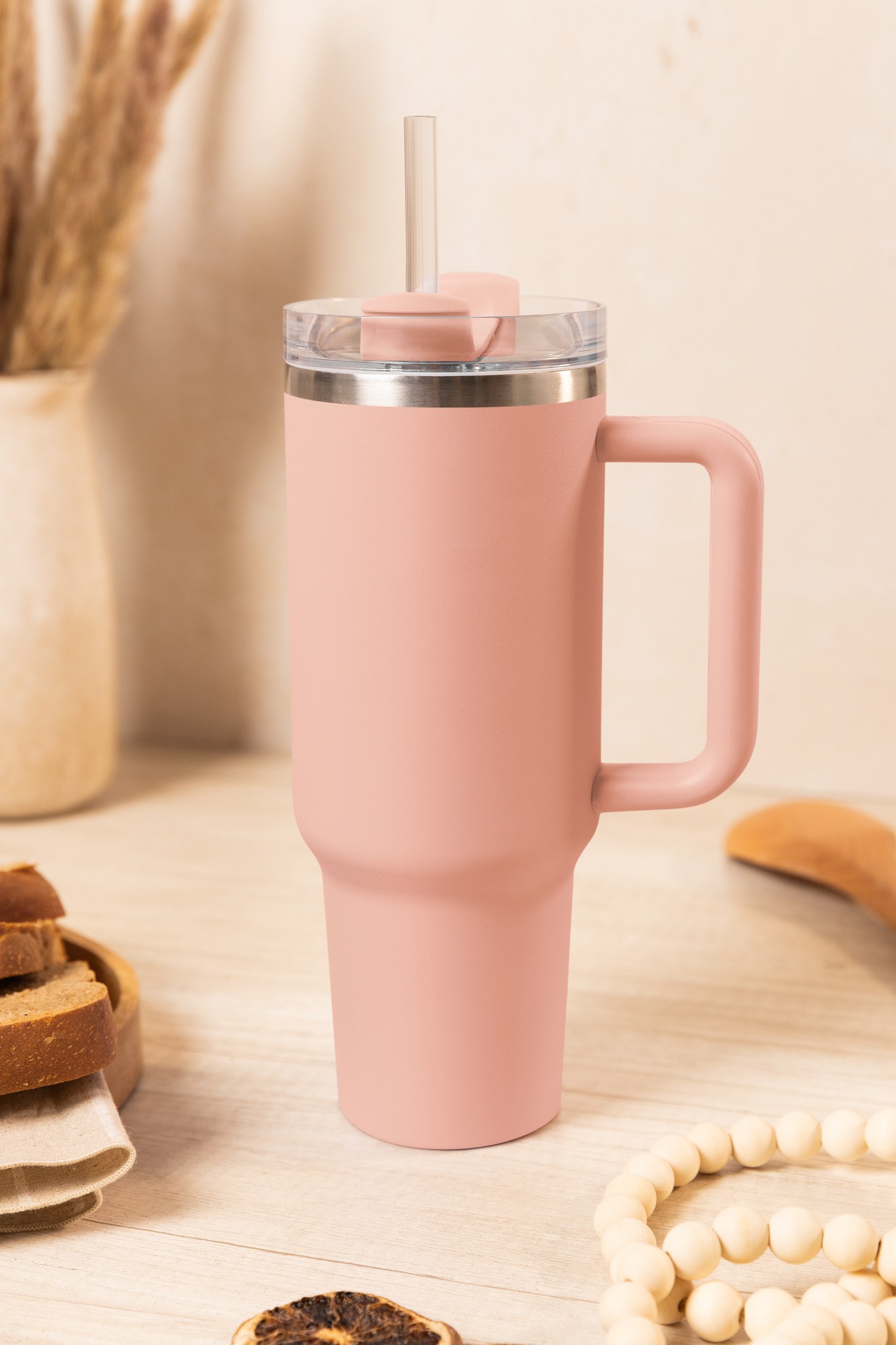 HYDROX - 900ml Gym Water Bottle / Tumbler with Straw and Handle (Pastel Pink)