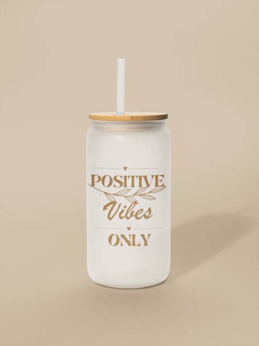 480ml Clear or Frosted Beer Can-Shaped Glass - Positive Vibes Only